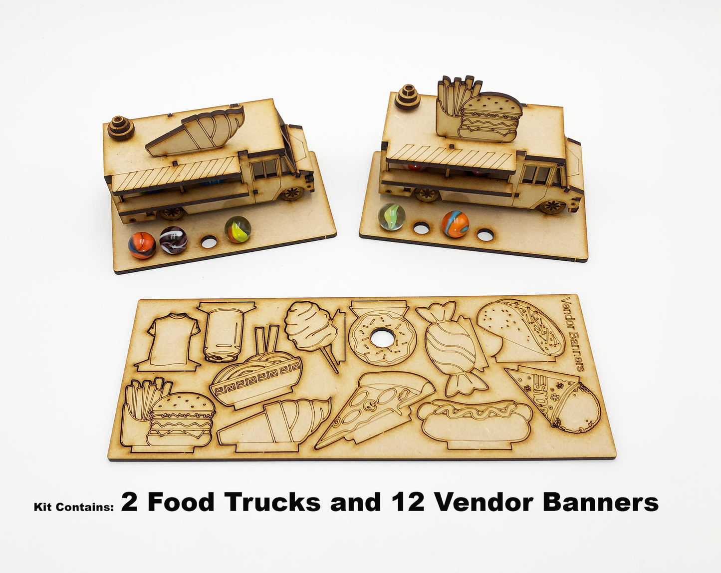 FOOD TRUCK - 2 Pack, Marble Race Accessory Track Kit, A DIY Modular Marble Racetrack, Marble Racing, Marble Sports