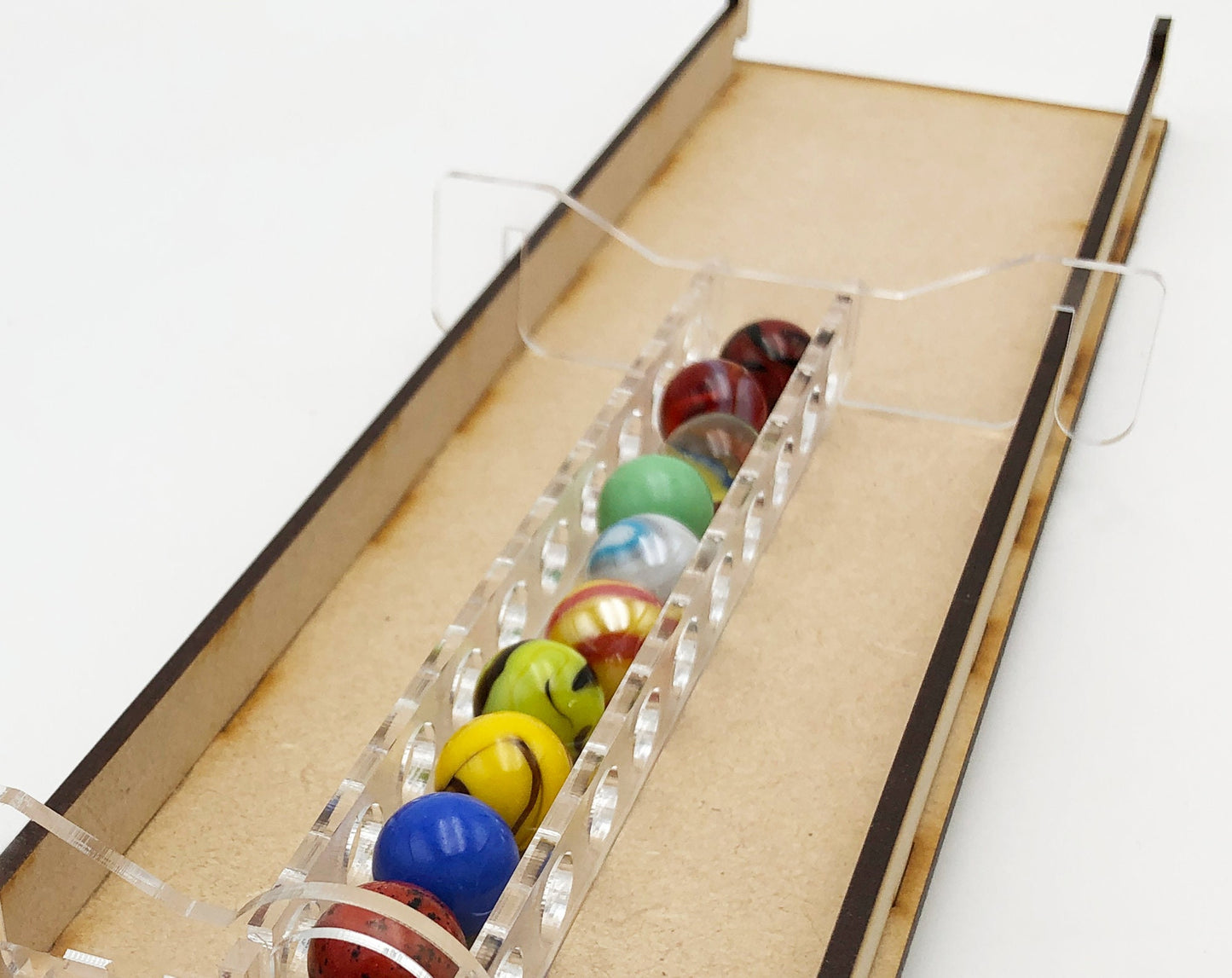 CLEAR FINISHERS SHOOT- 20 Marbles, Marble Race Track Kit, A Diy Modular Marble Racetrack Toy, Stem Toy, Marble Racing, Marble Sports