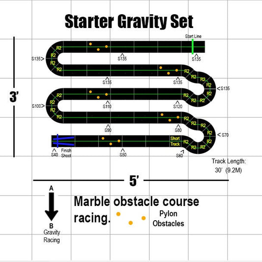 Marble Racing Set, STARTER GRAVITY, Entry level point A to point B marble racing, A Modular Marble Racetrack Toy, marble sports, STEM Toy